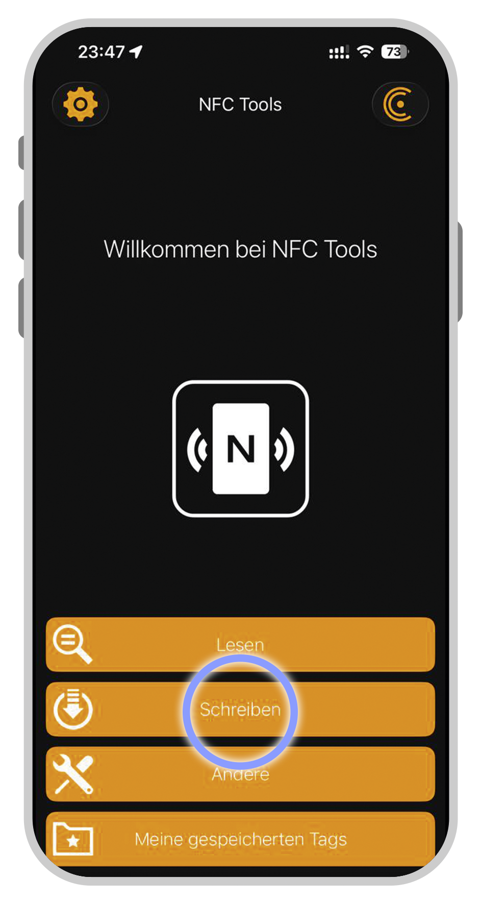 URL / Webseite - Öffnen Sie NFC Tools.