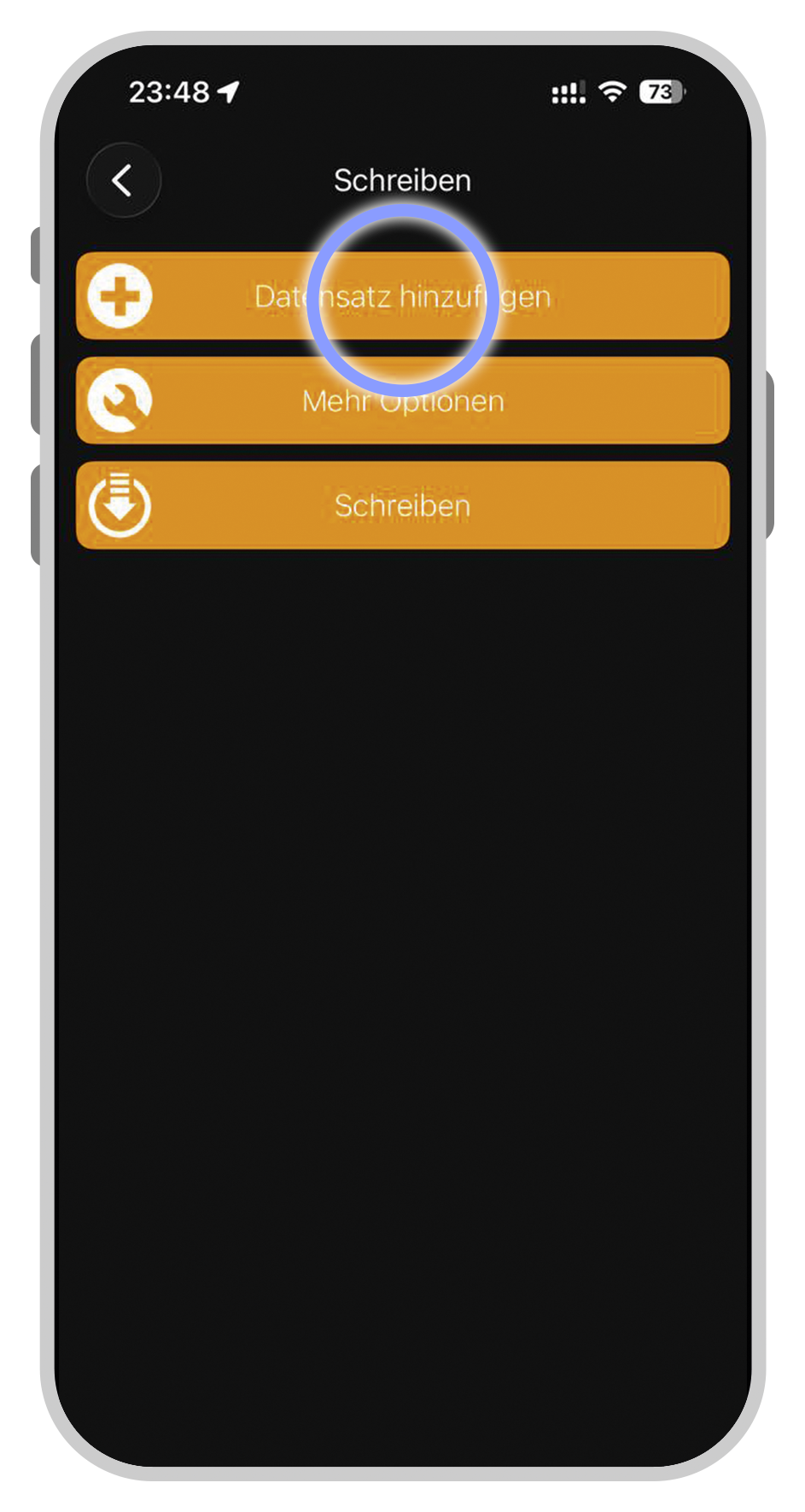 URL / Webseite - Tippen Sie auf „Schreiben“.